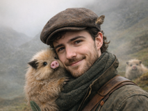Marlin Fraser with a haglet during field observations with the Haggis Guardian Institute of Study